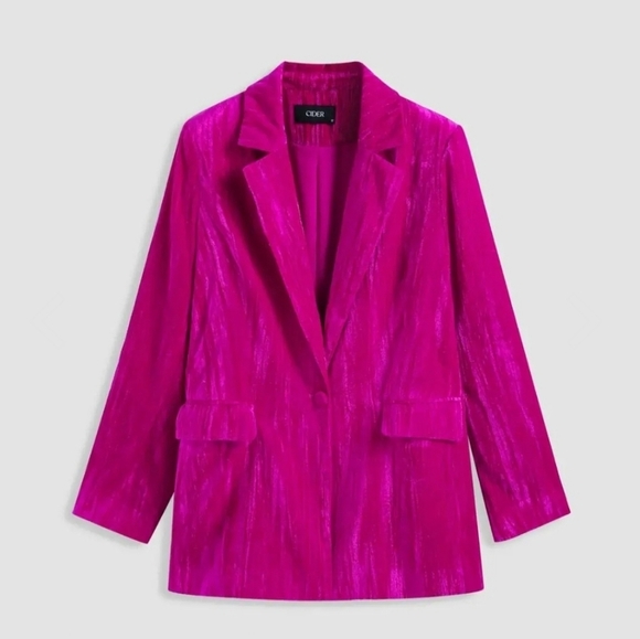 Cider Jackets & Blazers - Cider Oversized Hot Pink Crushed Velvet Blazer size MEDIUM